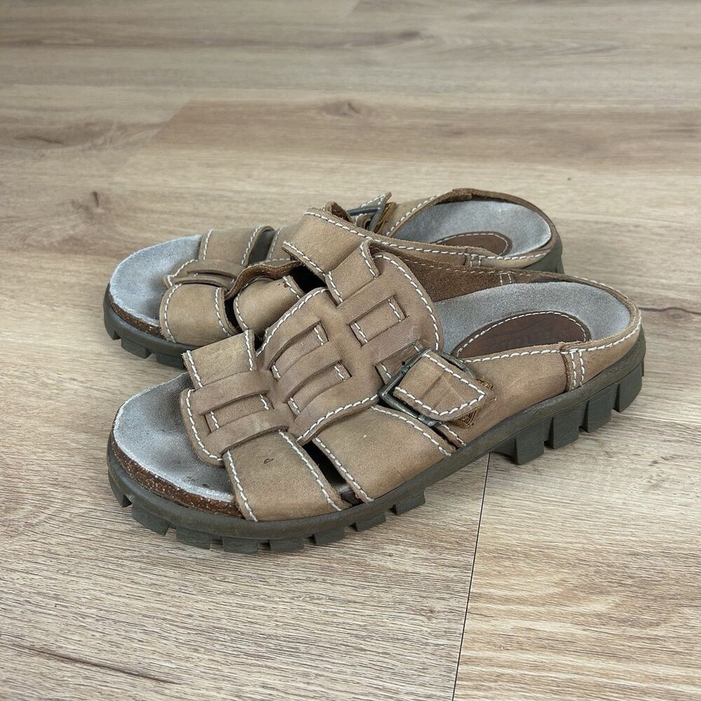 Y2k Candies Leather Platform Sandals Chunky Fisherman Style Size 6.5 90s Brown